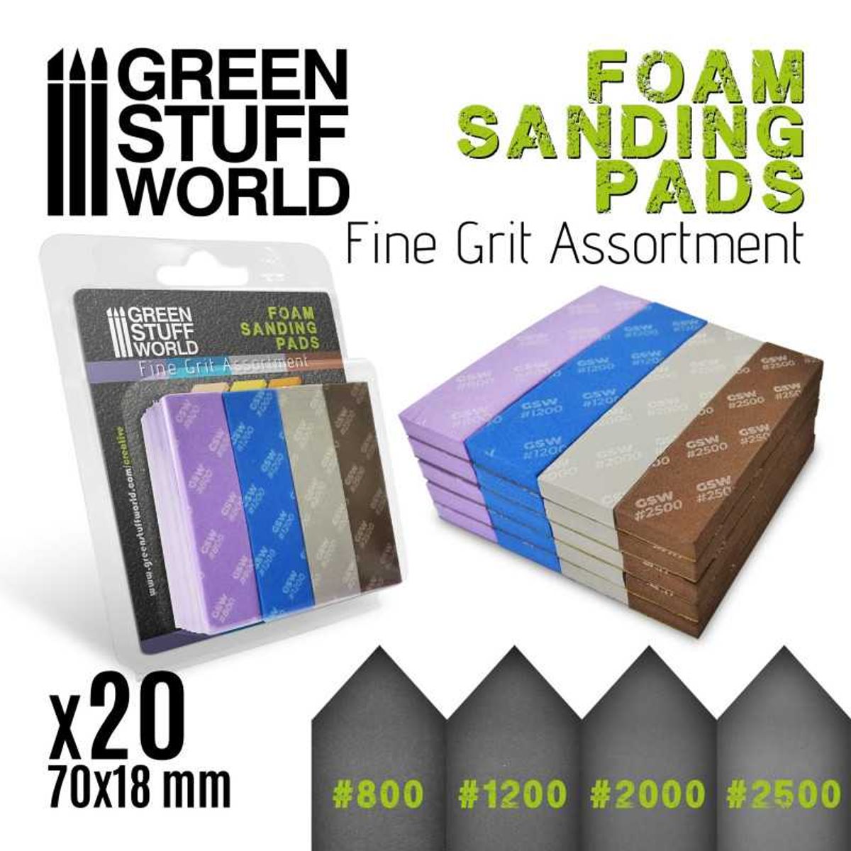 GSW Foam Sanding Pads - FINE GRIT ASSORTMENT x20
